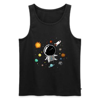 Kleiner Astronaut im Weltall - Doodle - Männer Premium Bio Tank Top - Schwarz - Vorne - Michal (187cm)
