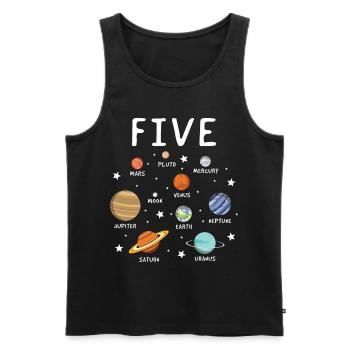 Anniversaire de Universe Galaxy Planet 5 - Débardeur bio Premium Homme - noir - Devant - AI Model Male 178 light (178cm)