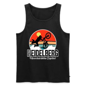 Heidelberg Mountainbike Capital - Dark Vintage - Men's Premium Organic Tank Top - black - Front - Michal (187cm)