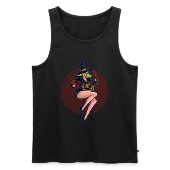 Cadeau d’Halloween Sorcière Squelette Tueur Horreur - Débardeur bio Premium Homme - noir - Devant - Michal (187cm)