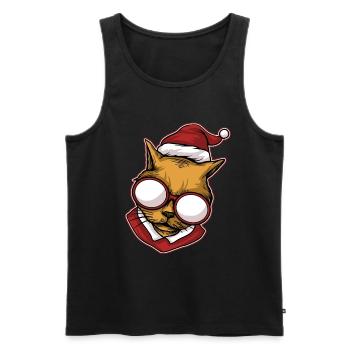 Ugly Christmas Sweater Cat - Men's Premium Organic Tank Top - black - Front - AI Model Male 178 light (178cm)