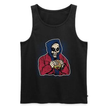 Halloween Costume Burger Cheese Spooky Skull Zombie - Men's Premium Organic Tank Top - black - Front - AI Model Male 178 light (178cm)
