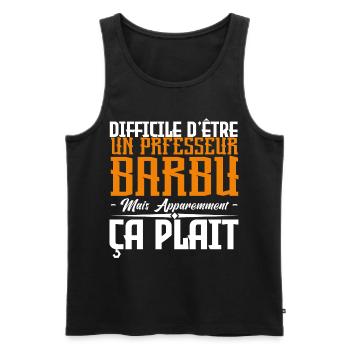 professeur barbu, citations barbe, cadeau Idée - Débardeur bio Premium Homme - noir - Devant - Michal (187cm)