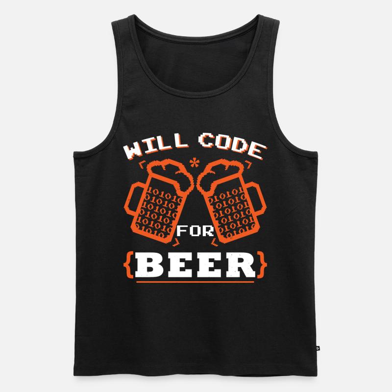 Will Code For Beer - Men's Premium Organic Tank Top - black