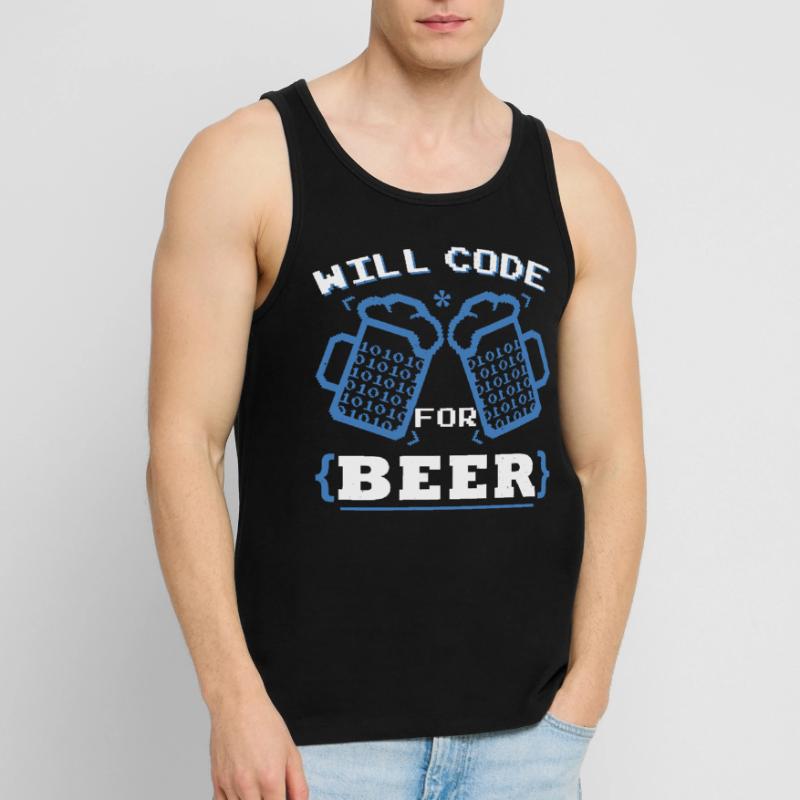 Will Code For Beer | Programmer Coding Men's Premium Organic Tank Top