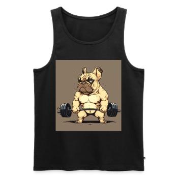 Français Bulldog Frenchie Bodybuilding Dog - Débardeur bio Premium Homme - noir - Devant - Michal (187cm)