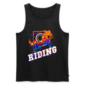Riding Rider Horse Jumping Sport Colorful Vintage - Men's Premium Organic Tank Top - black - Front - Michal (187cm)