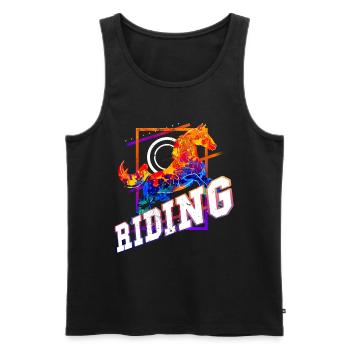 Riding Rider Horse Jumping Sport Colorful Vintage - Men's Premium Organic Tank Top - black - Front - Michal (187cm)