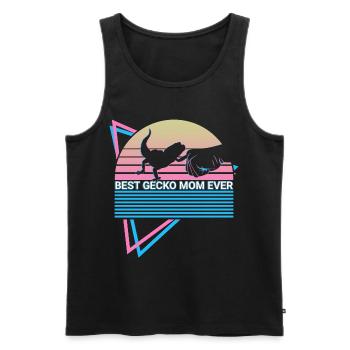 Leopard Gecko Mama Retro - Männer Premium Bio Tank Top - Schwarz - Vorne - AI Model Male 178 light (178cm)