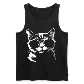 Drôle de chat avec des lunettes de soleil Chaton Sunglas Cats - Débardeur bio Premium Homme - noir - Devant - Michal (187cm)