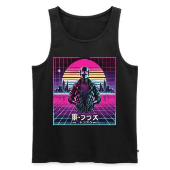 Cyber 01 - Männer Premium Bio Tank Top - Schwarz - Vorne - Michal (187cm)
