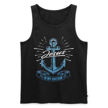 Jesus is my anchor - Men's Premium Organic Tank Top - black - Front - Michal (187cm)