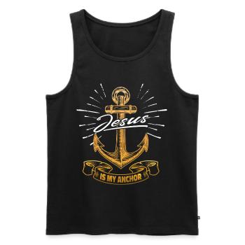 Jesus Christus ist mein Anker - christliches Motiv - Männer Premium Bio Tank Top - Schwarz - Vorne - AI Model Male 178 light (178cm)