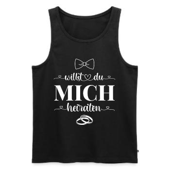 Willst Du mich heiraten - Männer Premium Bio Tank Top - Schwarz - Vorne - Michal (187cm)