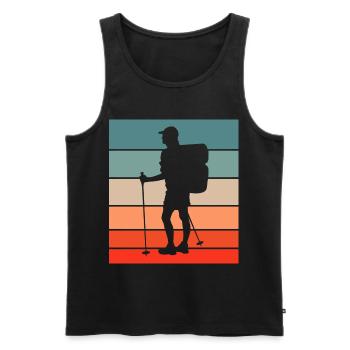 Wandern Geschenkidee Wanderer Berge Trekking - Männer Premium Bio Tank Top - Schwarz - Vorne - Michal (187cm)