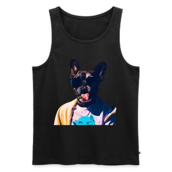 Drôle de chien avec la langue tendue - Débardeur bio Premium Homme - noir - Devant - Michal (187cm)