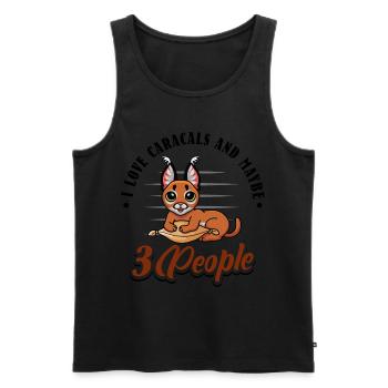 I love Caracals and maybe 3 people - Männer Premium Bio Tank Top - Schwarz - Vorne - Michal (187cm)