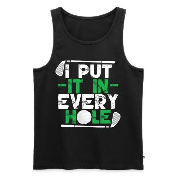 Funny Golf Player Golf Club - Men's Premium Organic Tank Top - black - Front - AI Model Male 178 light (178cm)