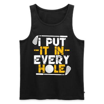 Ich stecke in jedes Loch - Männer Premium Bio Tank Top - Schwarz - Vorne - Michal (187cm)