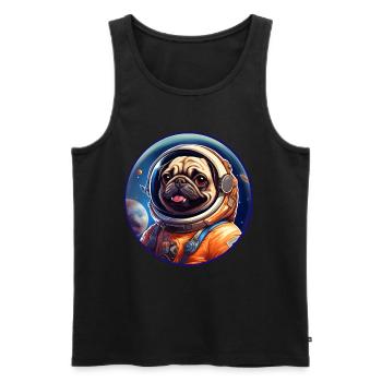 Pug in Space Mission Patch Dogs Astronaut - Men's Premium Organic Tank Top - black - Front - AI Model Male 178 light (178cm)