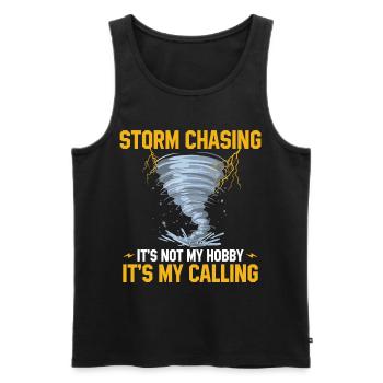 Sturmjäger Sprüche | Gewitter Meteorologe Geschenk - Männer Premium Bio Tank Top - Schwarz - Vorne - Michal (187cm)