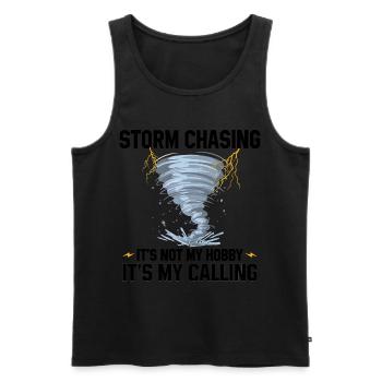 Geschenkidee für Sturmjäger | Sturmbegleiter Blitz - Männer Premium Bio Tank Top - Schwarz - Vorne - AI Model Male 178 light (178cm)