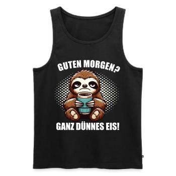 Guten Morgen Faultier Faultierliebhaber Sloth - Männer Premium Bio Tank Top - Schwarz - Vorne - Michal (187cm)