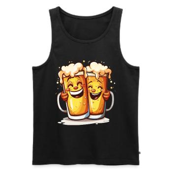 Beer Funny Beer Mugs Laughing Drinking Alcohol Humor - Men's Premium Organic Tank Top - black - Front - AI Model Male 178 light (178cm)