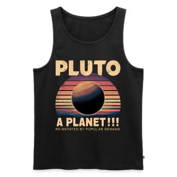 Pluto A Planet Retro Sonnenuntergang Advocacy Design - Männer Premium Bio Tank Top - Schwarz - Vorne - AI Model Male 178 light (178cm)