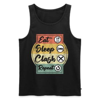 Eat Sleep Clash Repeat Vintage Gaming Clan Retro - Männer Premium Bio Tank Top - Schwarz - Vorne - AI Model Male 178 light (178cm)