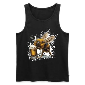 Bee Beer Funny - Men's Premium Organic Tank Top - black - Front - Michal (187cm)