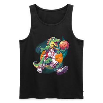 Basket-ball dinosaure T-Rex joueur de basket-ball - Débardeur bio Premium Homme - noir - Devant - Michal (187cm)