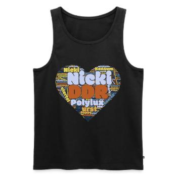Wortwolken Herz mit Ostalgie Charme (DDR) - Männer Premium Bio Tank Top - Schwarz - Vorne - AI Model Male 178 light (178cm)