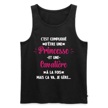 Compliqué princesse et d'être cavalière - Débardeur bio Premium Homme - noir - Devant - Michal (187cm)