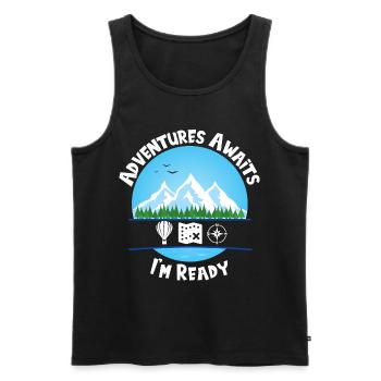 Adventures Awaits Blue I'm Ready - Men's Premium Organic Tank Top - black - Front - Michal (187cm)