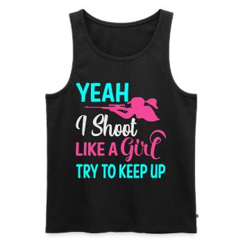 Shooting Girl - Men's Premium Organic Tank Top - black - Front - AI Model Male 178 light (178cm)