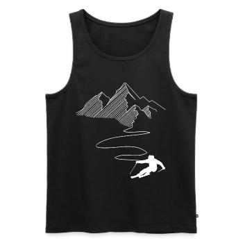 Montagne - Ligne sinueuse - Ski - (2) - Débardeur bio Premium Homme - noir - Devant - Michal (187cm)