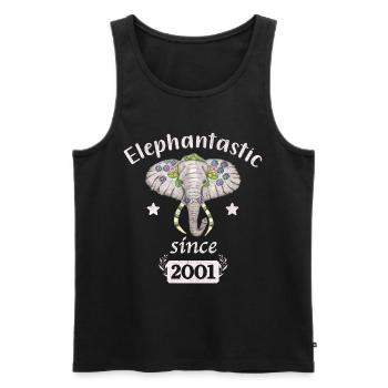 Elephantastic since 2001, elephant head decorated - Men's Premium Organic Tank Top - black - Front - AI Model Male 178 light (178cm)