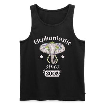 Elephantastic since 2003, elephant head decorated - Men's Premium Organic Tank Top - black - Front - AI Model Male 178 light (178cm)
