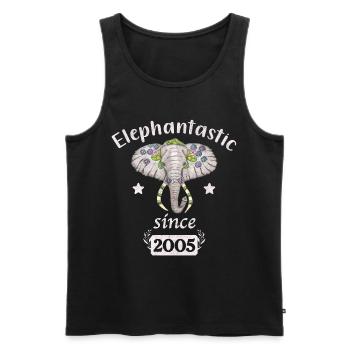 Elephantastic since 2005, elephant head decorated - Men's Premium Organic Tank Top - black - Front - AI Model Male 178 light (178cm)