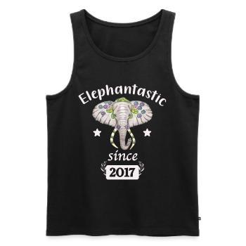 Elephantastic since 2017, elephant head decorated - Men's Premium Organic Tank Top - black - Front - AI Model Male 178 light (178cm)