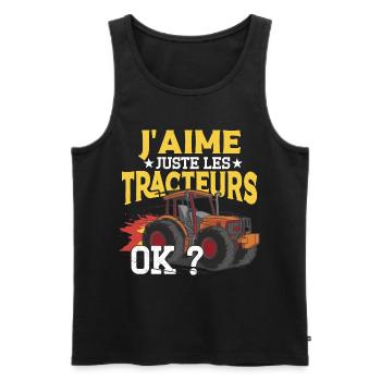 J'Aime Juste Les Tracteurs - Débardeur bio Premium Homme - noir - Devant - AI Model Male 178 light (178cm)