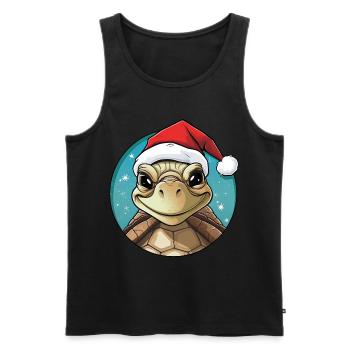 Turtle Christmas - Men's Premium Organic Tank Top - black - Front - AI Model Male 178 light (178cm)