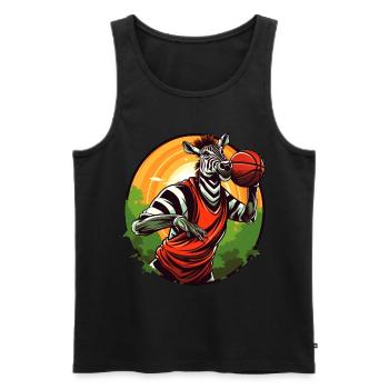 Basketballer Zebra - Männer Premium Bio Tank Top - Schwarz - Vorne - Michal (187cm)