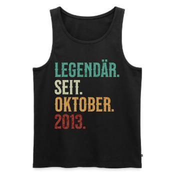 Legendär. Seit. Oktober. 2013. Retro Birthday - Männer Premium Bio Tank Top - Schwarz - Vorne - AI Model Male 178 light (178cm)