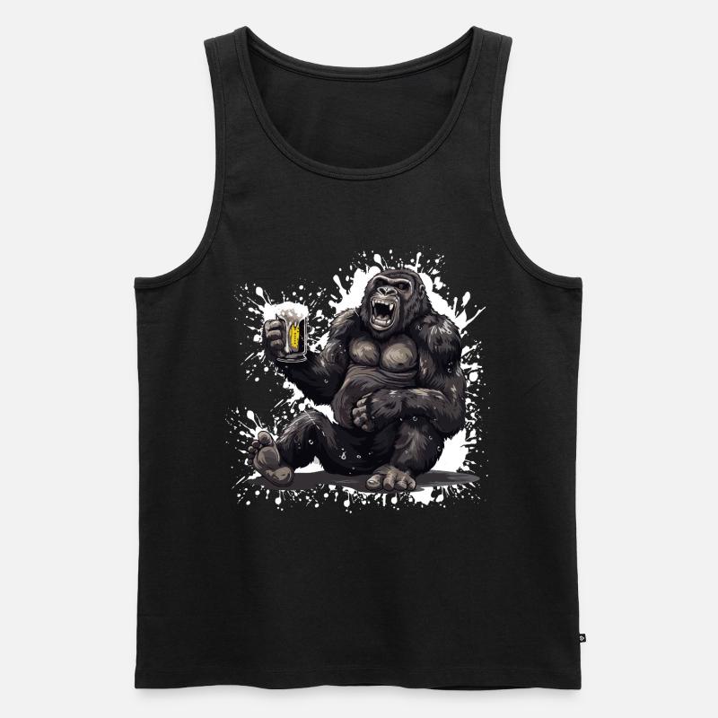 Gorilla Bier Lustig - Männer Premium Bio Tank Top - Schwarz