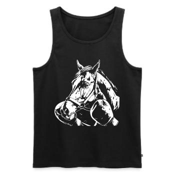 Cheval Boxe Combattant MMA - Débardeur bio Premium Homme - noir - Devant - Michal (187cm)