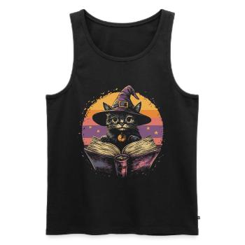 Cute Cat Witch Halloween - Men's Premium Organic Tank Top - black - Front - Michal (187cm)