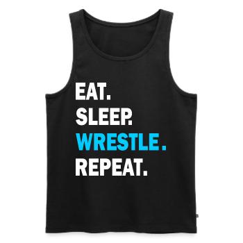 Eat Sleep Wrestle Repeat 1- Wrestling, Wrestle - Débardeur bio Premium Homme - noir - Devant - AI Model Male 178 light (178cm)
