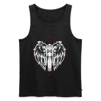 Cadeau de motard vintage vintage Wings - Débardeur bio Premium Homme - noir - Devant - AI Model Male 178 light (178cm)